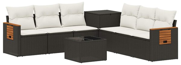 VidaXL Kanapé Szett 8 db Fekete és krémfehér Poli rattan és acél
