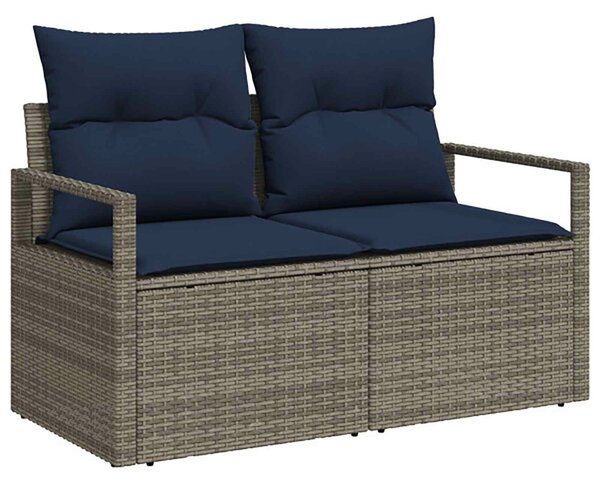 VidaXL Kanapé Szett 8 db Szürke és sötétkék Poli rattan és acél