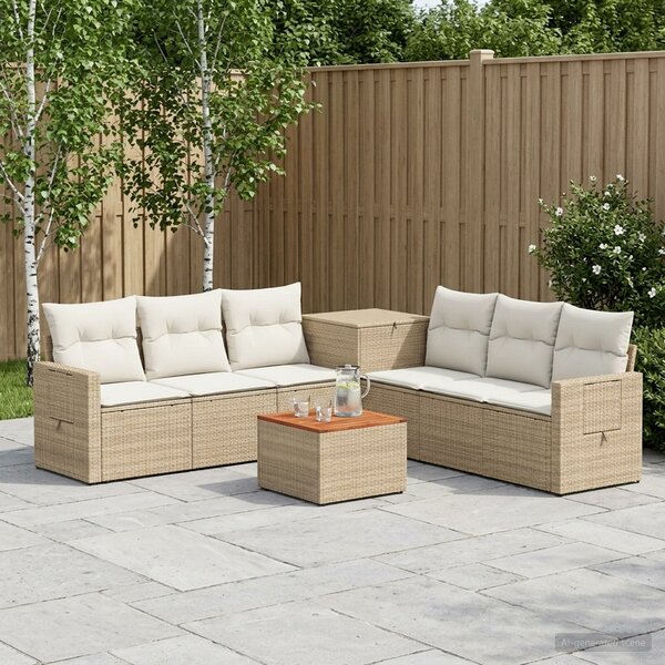 VidaXL Kanapé Szett 8 db Beige és Krémszínű Poli rattan és acél