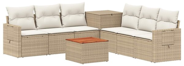 VidaXL Kanapé Szett 8 db Beige és Krémszínű Poli rattan és acél