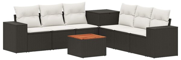 VidaXL Kanapé Szett 8 db Fekete és krémfehér Poli rattan és acél