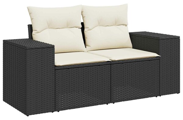 VidaXL Kanapé Szett 8 db Fekete és krémfehér Poli rattan és acél