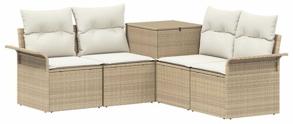 VidaXL Kanapé Szett 5 db Beige és Krémszínű Poli rattan és acél