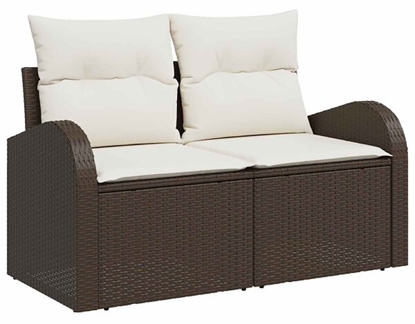 VidaXL Kanapé Szett 5 db Barna és Krémfehér Poli rattan és acél