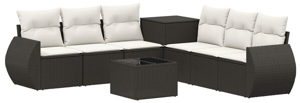 VidaXL Kanapé Szett 8 db Fekete és krémfehér Poli rattan és acél