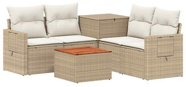 VidaXL Kanapé Szett 6 db Beige és Krémszínű Poli rattan és acél
