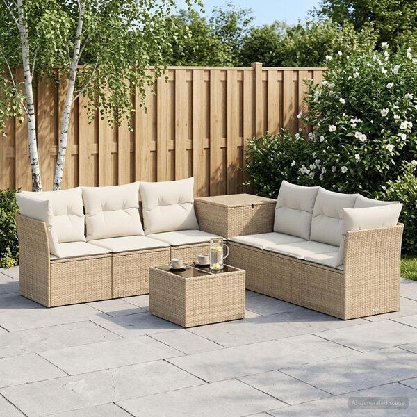 VidaXL Kanapé Szett 8 db Beige és Krémszínű Poli rattan és acél