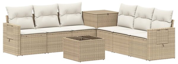 VidaXL Kanapé Szett 8 db Beige és Krémszínű Poli rattan és acél