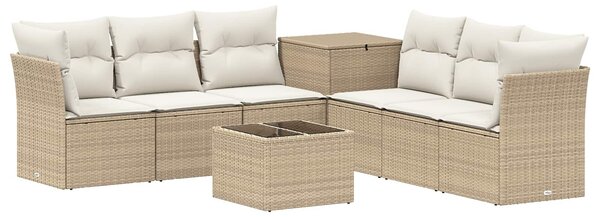 VidaXL Kanapé Szett 8 db Beige és Krémszínű Poli rattan és acél