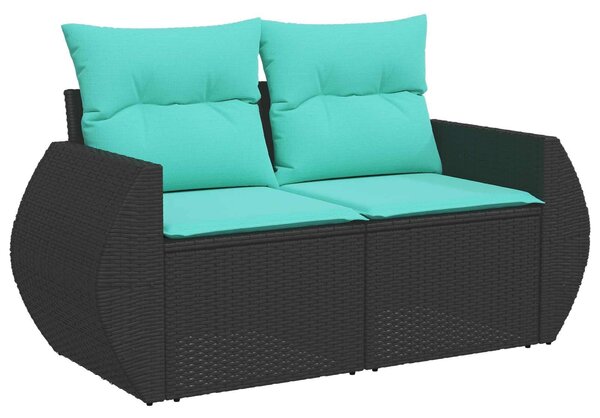VidaXL Kanapé Szett 8 db Fekete és Kék Poli rattan és acél