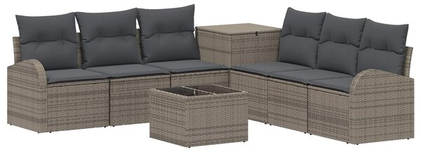 VidaXL Kanapé Szett 8 db Szürke és sötétszürke Poli rattan és acél