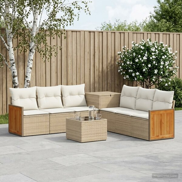 VidaXL Kanapé Szett 8 db Beige és Krémszínű Poli rattan és acél