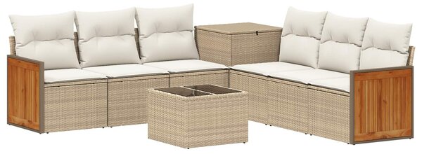 VidaXL Kanapé Szett 8 db Beige és Krémszínű Poli rattan és acél