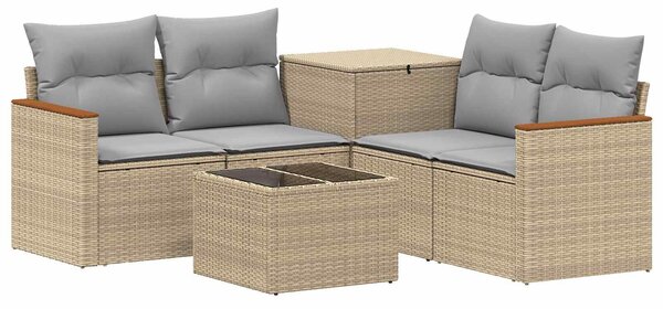 VidaXL Kanapé Szett 6 db Beige és Világosszürke Poli rattan és acél