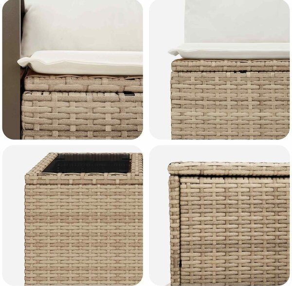 VidaXL Kanapé Szett 6 db Beige és Krémszínű Poli rattan és acél
