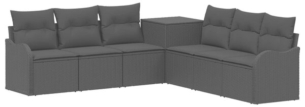 VidaXL Kanapé Szett 7 db Fekete Poli rattan és acél