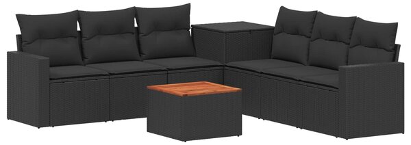 VidaXL Kanapé Szett 8 db Fekete Poli rattan és acél