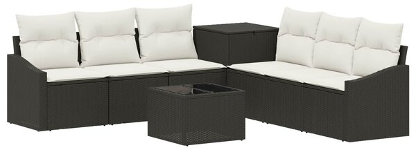 VidaXL Kanapé Szett 8 db Fekete és krémfehér Poli rattan és acél