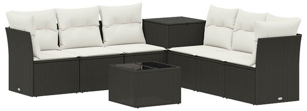 VidaXL Kanapé Szett 8 db Fekete és krémfehér Poli rattan és acél