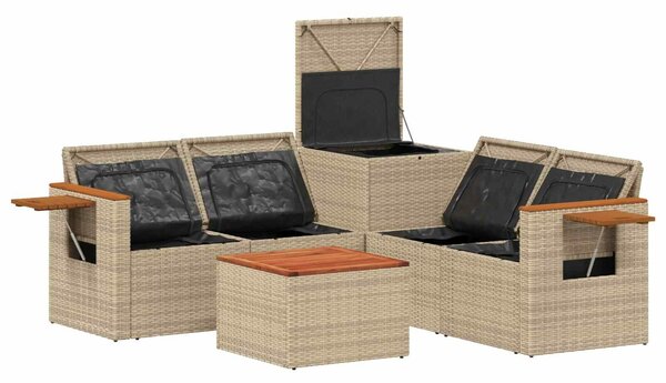 VidaXL Kanapé Szett 6 db Beige és Világosszürke Poli rattan és acél
