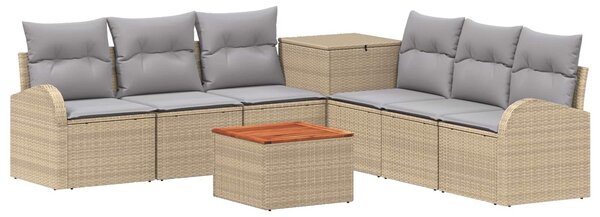 VidaXL Kanapé Szett 8 db Beige és Világosszürke Poli rattan és acél