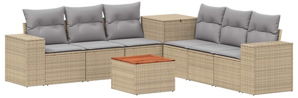 VidaXL Kanapé Szett 8 db Beige és Világosszürke Poli rattan és acél