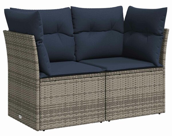 VidaXL Kanapé Szett 8 db Szürke és sötétkék Poli rattan és acél
