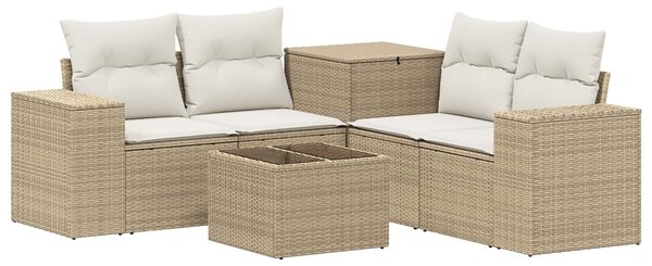 VidaXL Kanapé Szett 6 db Beige és Krémszínű Poli rattan és acél