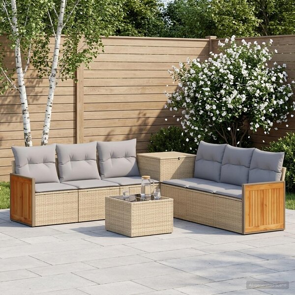 VidaXL Kanapé Szett 8 db Beige és Világosszürke Poli rattan és acél