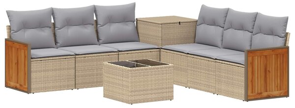 VidaXL Kanapé Szett 8 db Beige és Világosszürke Poli rattan és acél