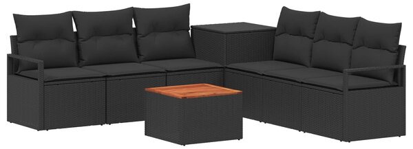 VidaXL Kanapé Szett 8 db Fekete Poli rattan és acél