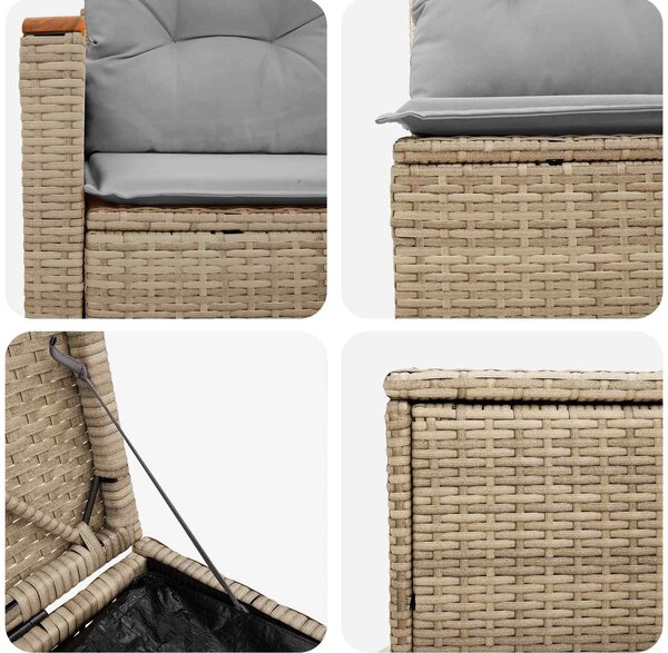 VidaXL Kanapé Szett 5 db Beige és Világosszürke Poli rattan és acél