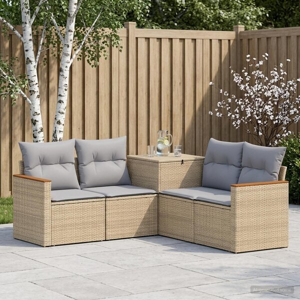 VidaXL Kanapé Szett 5 db Beige és Világosszürke Poli rattan és acél