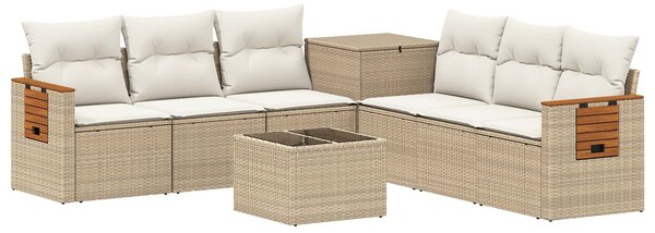 VidaXL Kanapé Szett 8 db Beige és Krémszínű Poli rattan és acél