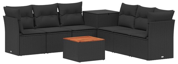 VidaXL Kanapé Szett 8 db Fekete Poli rattan és acél