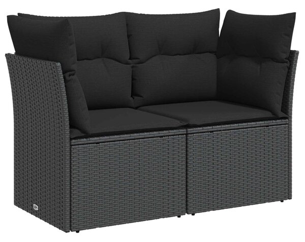 VidaXL Kanapé Szett 6 db Fekete Poli rattan és acél