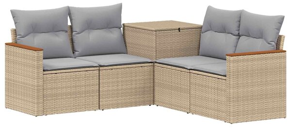VidaXL Kanapé Szett 5 db Beige és Világosszürke Poli rattan és acél