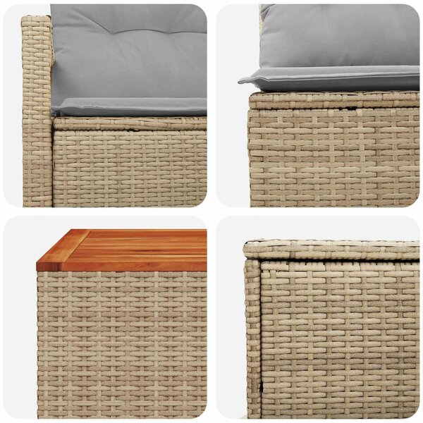 VidaXL Kanapé Szett 8 db Beige és Világosszürke Poli rattan és acél