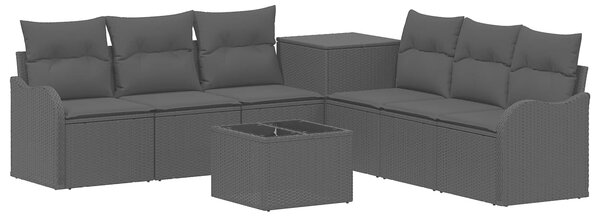 VidaXL Kanapé Szett 8 db Fekete Poli rattan és acél