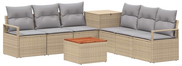 VidaXL Kanapé Szett 8 db Beige és Világosszürke Poli rattan és acél