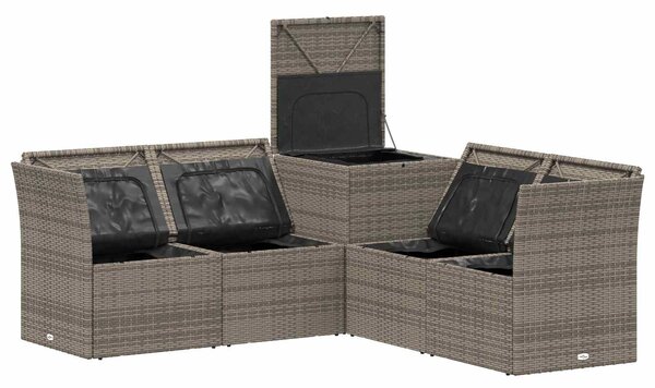 VidaXL Kanapé Szett 5 db Szürke és sötétkék Poli rattan és acél