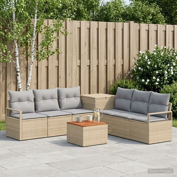 VidaXL Kanapé Szett 8 db Beige és Világosszürke Poli rattan és acél
