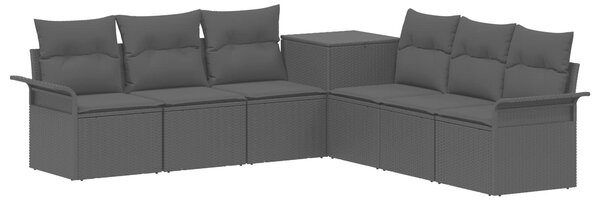 VidaXL Kanapé Szett 7 db Fekete Poli rattan és acél