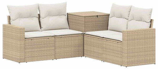 VidaXL Kanapé Szett 5 db Beige és Krémszínű Poli rattan és acél