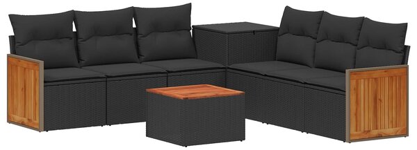 VidaXL Kanapé Szett 8 db Fekete Poli rattan és acél