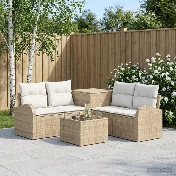 VidaXL Kanapé Szett 6 db Beige és Krémszínű Poli rattan és acél