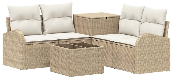 VidaXL Kanapé Szett 6 db Beige és Krémszínű Poli rattan és acél