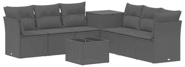 VidaXL Kanapé Szett 8 db Fekete Poli rattan és acél