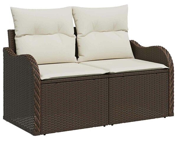 VidaXL Kanapé Szett 8 db Barna és Krémfehér Poli rattan és acél