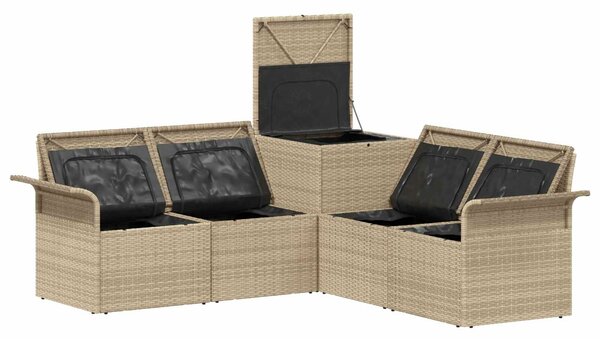 VidaXL Kanapé Szett 5 db Beige és Krémszínű Poli rattan és acél